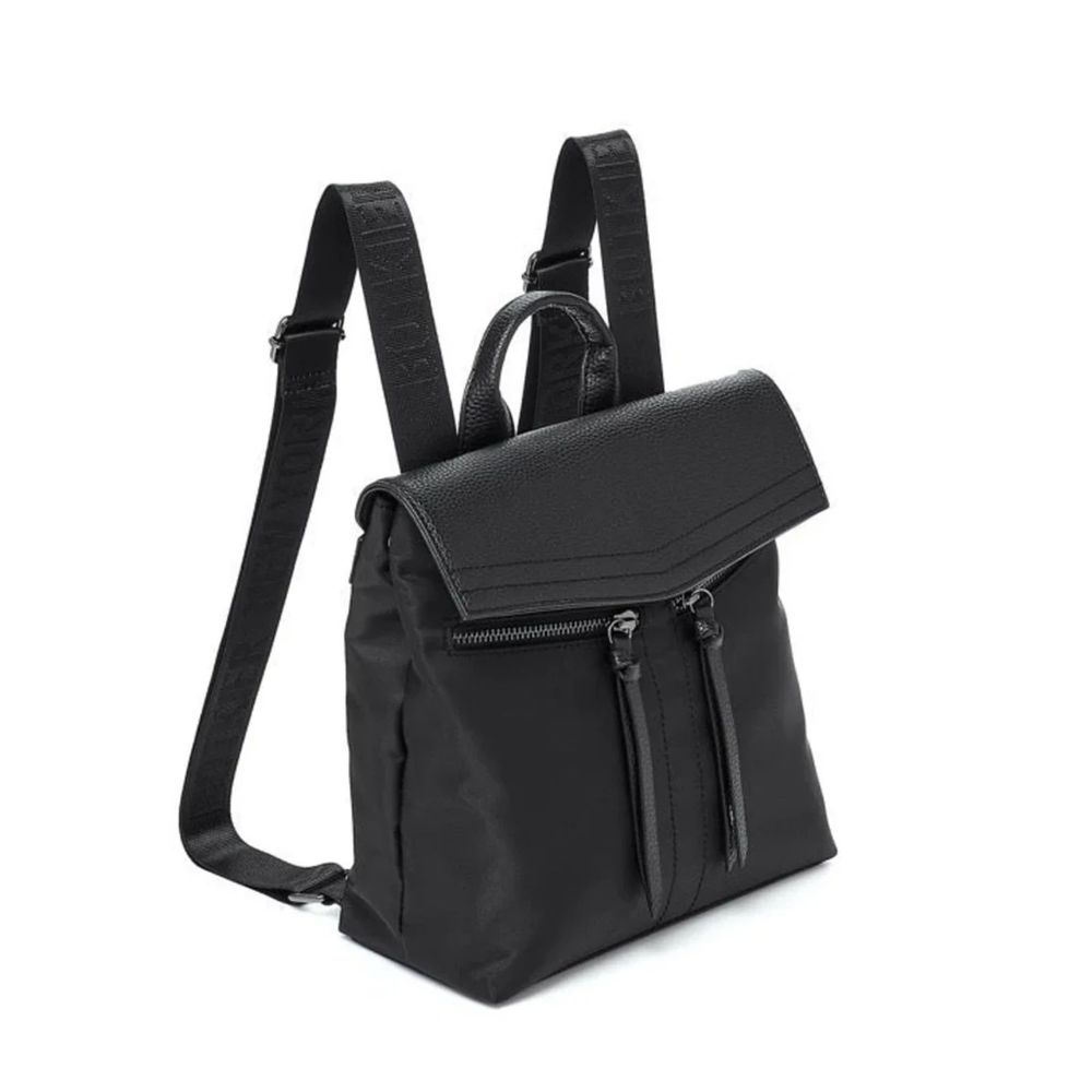 Botkier New York Backpack Bag Leather-like flap Magnet Close Trendy Logo Straps